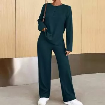 Женский укороченный топ + низ на пуговицах из 2 предметов, повседневный свободный костюм для отдыха, спортивный костюм