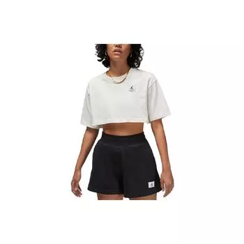 Женский укороченный топ с короткими рукавами и логотипом Jordan Sport, парусиновые топы DZ3212-133 XS