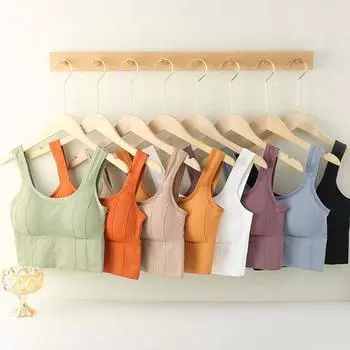 Женский укороченный топ с красивой спиной, противоударное спортивное нижнее белье со съемной подушечкой, топ для фитнеса с широкими бретелями One Size