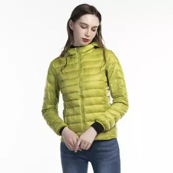 Женский ультралегкий белый пуховик с капюшоном, осенне-зимняя тонкая парка с длинными рукавами и карманами, однотонное пальто S розы красного