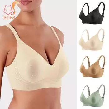 Женский ультратонкий бюстгальтер, бесшовный эластичный бюстгальтер без косточек, удобный бюстгальтер с легкой подкладкой под беспроводной бюстгальтер пуш-ап для женщин L чёрный