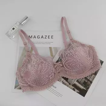 Женский ультратонкий бюстгальтер с вырезами, сексуальный кружевной бюстгальтер с бантом, удобный, дышащий, на косточках, 75C-100C-6012 розовый