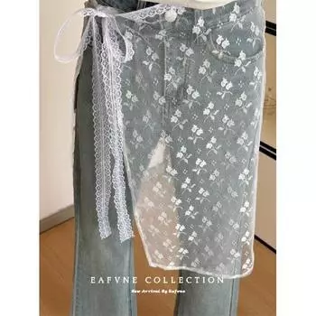 Женский универсальный нишевый дизайн со шнуровкой, индивидуальный многослойный кружевной многослойный пряжа фартук полуюбка L