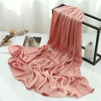 Женский универсальный шелковый платок на голову - однотонная дорожная шаль для Юго-Восточной Азии и Тибета кофейный/верблюд