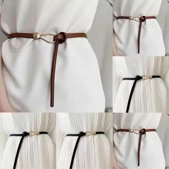 Женский универсальный узелковый декоративный пояс модный пояс для талии и юбки One Size чёрный