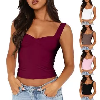 Женский универсальный жилет с квадратным вырезом, внутренними подтяжками и модным верхом жилета S винный