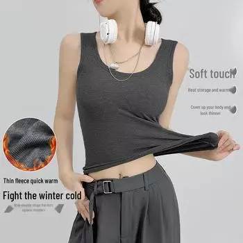 Женский утепленный бархатный жилет с нагрудной подкладкой, круглый вырез, большие размеры, идеально подходит для осени и зимы, можно носить отдельно или в качестве базового слоя. One Size (Fits 80-135 Jin)