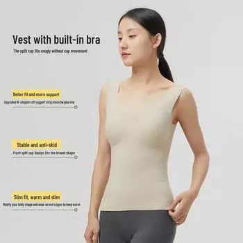 «Женский утепленный бархатный жилет с V-образным вырезом и нагрудными подушечками — без бюстгальтера, плюс бархат для зимнего тепла» M