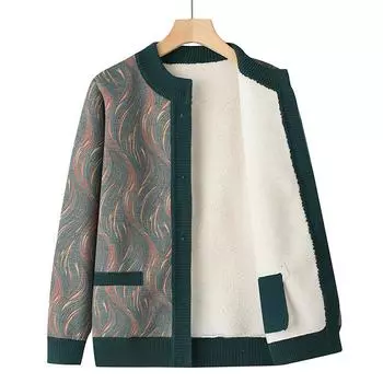 Женский утолщенный кардиган с подкладкой, разноцветный трикотажный топ, зимний теплый трикотажный кардиган на молнии XXXXXL
