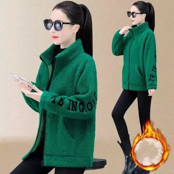 Женский утолщенный теплый свободный кардиган на молнии большого размера, повседневный теплый топ с принтом 4XL