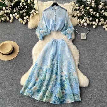 Женский утягивающий топ с рукавами-фонариками и пряжкой, высокая талия, сетчатый принт, полукомбинезон с юбкой S розовый