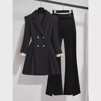 Женский утягивающий весенний костюм-двойка больших размеров: Модные куртки и брюки 2024 года 4XL 75-80 kg