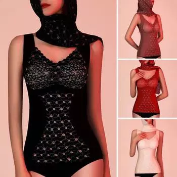 Женский утягивающий жилет с нагрудными подушечками, бесшовный, без рукавов, толстый немецкий бархатный термобелье, сохраняющий тепло, эластичный кружевной топ, зимний базовый топ L чёрный