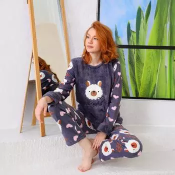 Женский уютный флисовый пижамный комплект, теплый костюм, новая одежда для отдыха с длинными рукавами, утолщенная модная женская одежда