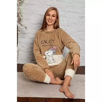 Женский уютный флисовый пижамный комплект, теплый костюм, новая одежда для отдыха с длинными рукавами, утолщенная модная женская одежда