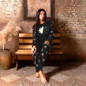 Женский уютный флисовый пижамный комплект, теплый костюм, новая одежда для отдыха с длинными рукавами, утолщенная модная женская одежда