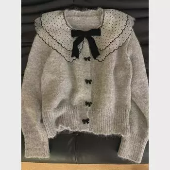 Женский уютный серый вязаный кардиган с воротником-стойкой — корейский стиль осень/зима Extra Large розовый