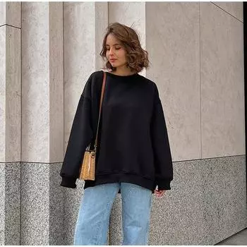 Женский уютный свитер осень-зима свободные толстовки с круглым вырезом флисовые утолщенные теплые свитера-пуловеры удобные модные наряды одежда S розовый