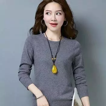 Женский уютный вязаный пуловер, свитер с круглым вырезом, нечеткий приталенный красный, черный свитер M темно серый