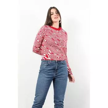 Женский узорчатый жаккардовый трикотажный свитер красный