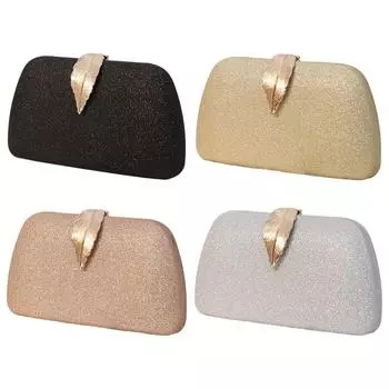 Женский вечерний кошелек с блестками в виде листьев, клатч, маленькая сумочка, вечерняя банкетная сумка с блестящей цепочкой для женщин чёрный