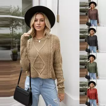 Женский вельветовый трикотаж, свободный свитер грубой вязки L чёрный