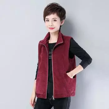 Женский вельветовый жилет больших размеров, повседневная верхняя одежда M