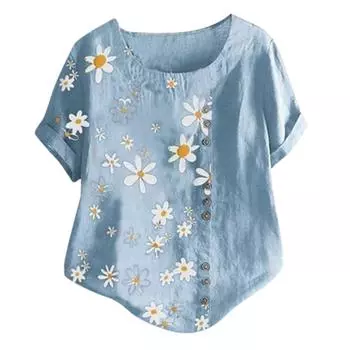 Женский верхний пуловер нестандартной формы с круглым вырезом, тонкая футболка из хлопка и льна со средними рукавами