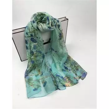 Женский весенне-летний легкий и мягкий шелковый шарф с принтом, однотонная тонкая шаль для поездок на работу