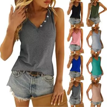 Женский весенне-летний новый однотонный свитер, свободный пуловер с v-образным вырезом, топ без рукавов, жилет L армия зеленый