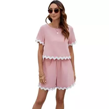 Женский весенне-летний новый удобный повседневный спортивный повседневный модный однотонный комплект одежды S чёрный