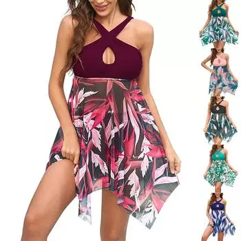 Женский весенне-летний сексуальный сетчатый купальник с v-образным вырезом и разрезом сверху (Набор из двух частей) XXXL чёрный