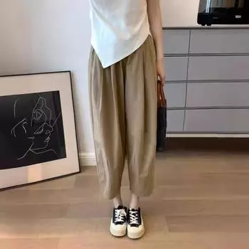 Женский весенне-летний стиль, утягивающий и скрывающий недостатки фигуры, широкие брюки-бананы, грушевидная фигура, размер плюс 9, повседневные шаровары M