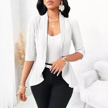 Женский весенне-летний жаккардовый кардиган с рукавом семь минут S белый