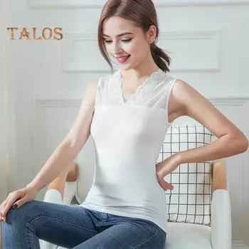 Женский весенне-летний жилет с v-образным вырезом без рукавов, кружевной пуловер, топы, однотонные облегающие топы, уличная одежда XL белый