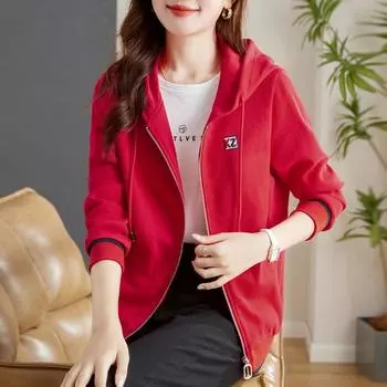 Женский весенне-осенний кардиган на молнии с тонким свитшотом с капюшоном M королевский синий