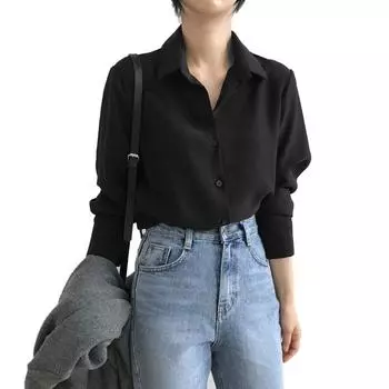 Женский весенне-осенний кардиган, однотонные драпированные топы, атласная рубашка с длинными рукавами 2XL