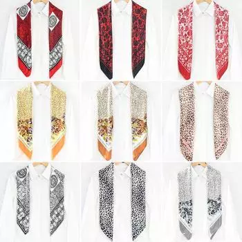 Женский весенне-осенний новый стиль атласный профессиональный цветочный большой шарф для лица цветной профессиональный пляжный солнцезащитный шелковый шарф шарф 90*90CM