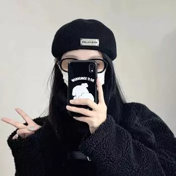 Женский весенне-осенний однотонный берет в стиле темперамент кофейный