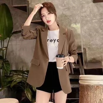 Женский весенне-осенний однотонный блейзер с маленькими человечками, блузка с разрезом на пуговицах сзади 4XL