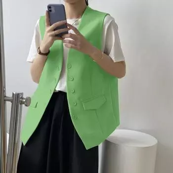 Женский весенне-осенний однотонный костюм без рукавов, жилет на плечах, куртка небольшого размера 3XL