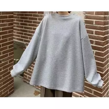 Женский весенне-осенний свободный свитер с круглым вырезом для маленьких людей, однотонные топы с длинными рукавами 2XL