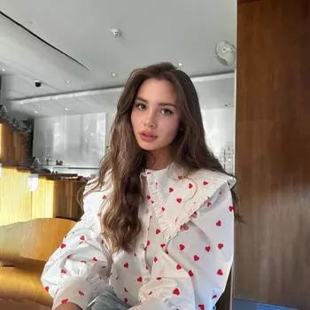 Женский весенне-осенний темпераментный костюм с сердечным принтом, рубашка с длинным рукавом и воротником, блузки S белый