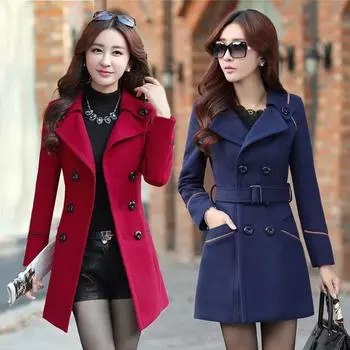 Женский весенне-осенний тонкий однотонный плащ, классический дизайн, длинная куртка на двух пуговицах, верхняя одежда M вино красного