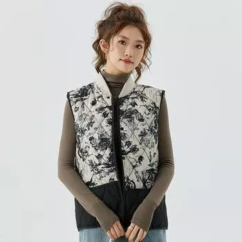 Женский весенне-осенний жилет Four Seasons, теплый, легкий, в китайском стиле, повседневный, с нитками, снаружи, хлопковый жилет, модный и теплый M