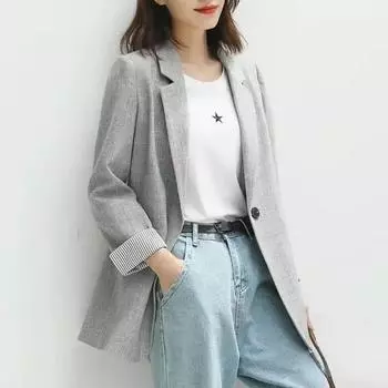 Женский весенний повседневный пиджак с длинным рукавом, новые модные деловые клетчатые костюмы, женский офисный пиджак, женские куртки, пальто S-6XL XL абрикосовый