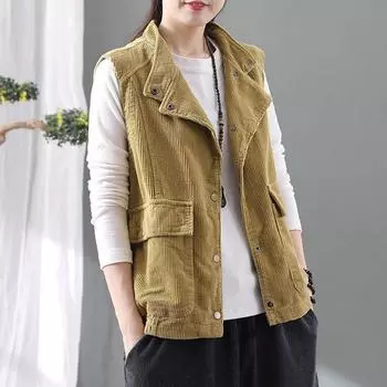 Женский весенний повседневный вельветовый жилет в стиле ретро XXXL розовый