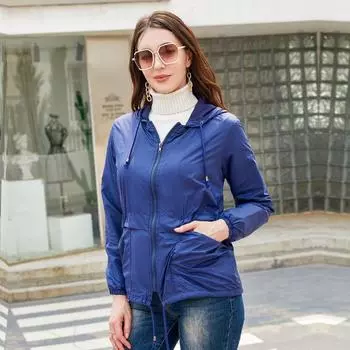 Женский весенний сплошной цвет с длинным рукавом, легкий воротник с капюшоном, уличный плащ, укороченный кардиган, куртка S-3XL S серый