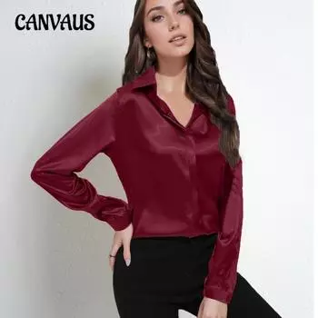 Женский весенний темпераментный пригородный новый свободный топ с длинными рукавами S темно-красного