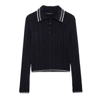 Женский весенний трикотажный топ с длинным рукавом и воротником поло TAOP&ZA Large